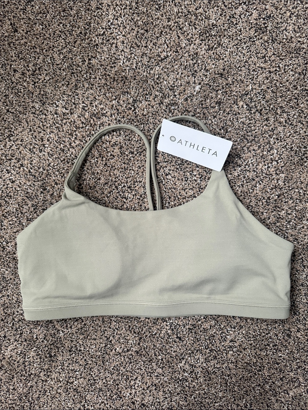 Athleta Olive Sage Double-Strap Light Support Sports Bra